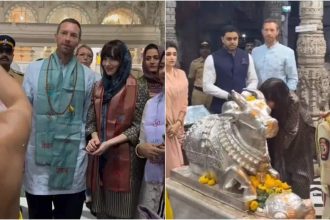 Chris Martin and Dakota Johnson visit Shri Babulnath Temple ahead of Coldplay's India concerts: Watch videos | English Movie News