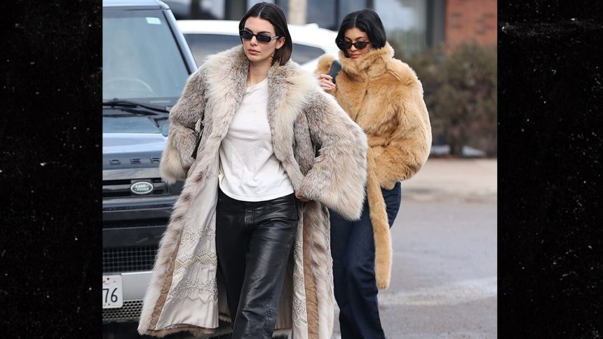 Kendall & Kylie Jenner Chic But Cozy On Aspen Lunch Date