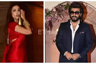 Malaika Arora stuns in a ravishing red saree as she reunites with ex-boyfriend Arjun Kapoor at friend's engagement - See photos |