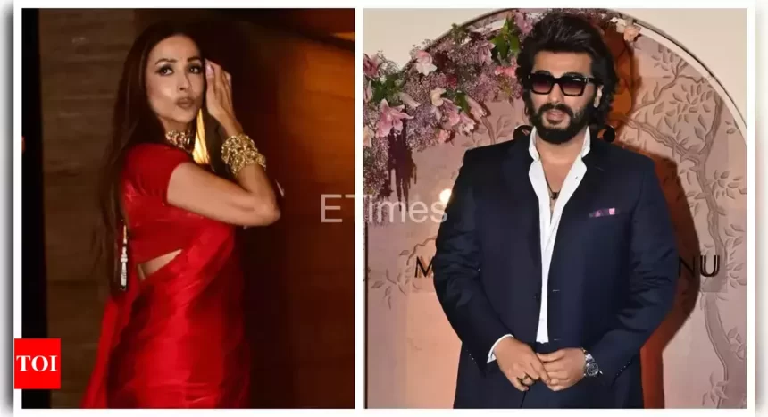 Malaika Arora stuns in a ravishing red saree as she reunites with ex-boyfriend Arjun Kapoor at friend's engagement - See photos |