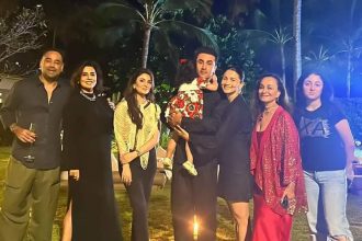 Raha hugs Ranbir Kapoor tightly in photos from their New Year celebration with Alia Bhatt, Neetu Kapoor, Riddhima Kapoor and Samara Sahni