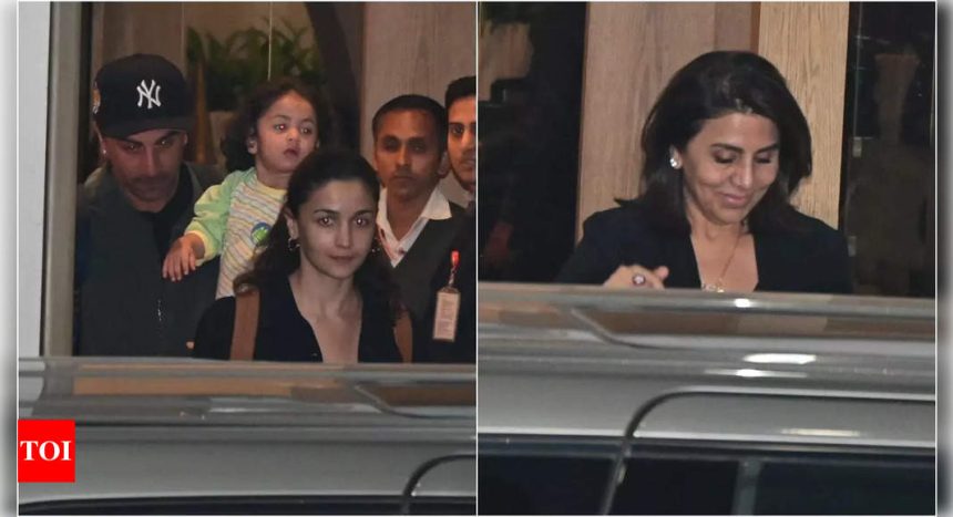 Ranbir Kapoor and Alia Bhatt with daughter Raha return to Mumbai after New Year celebrations with family | Hindi Movie News