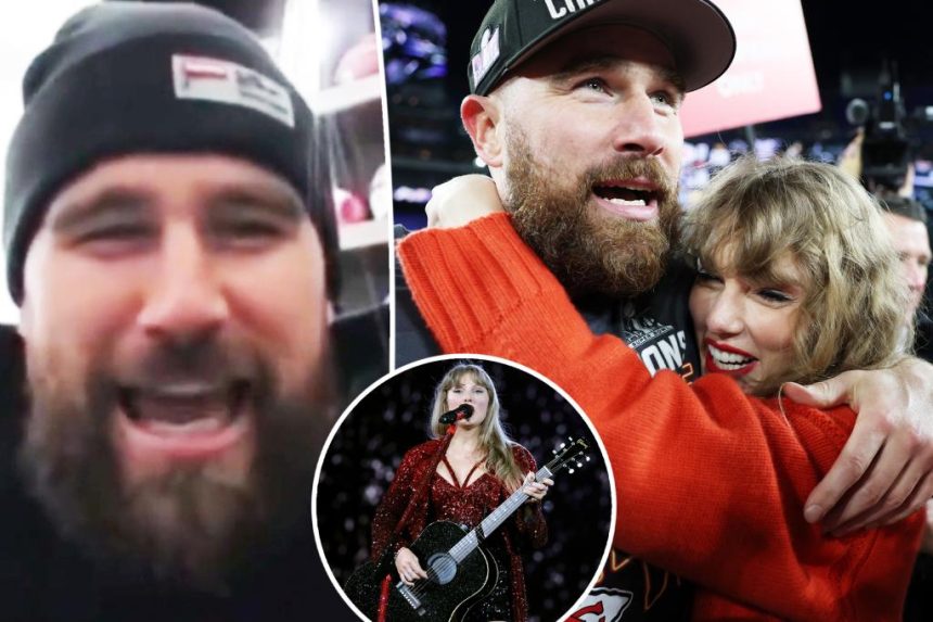 Travis Kelce plays coy when asked about new Taylor Swift music