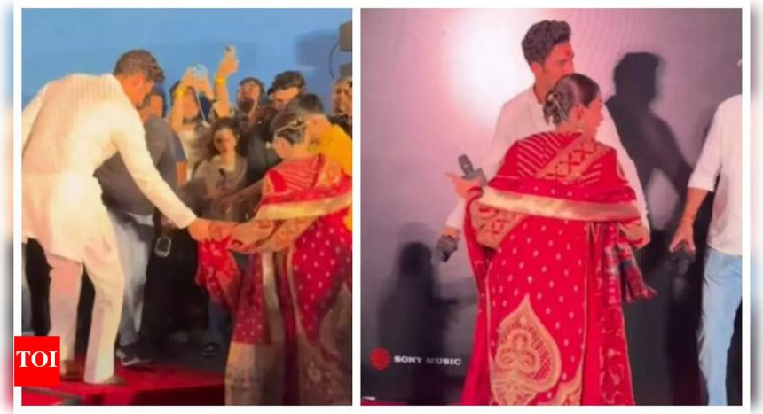 Vicky Kaushal helps Rashmika Mandanna walk with her injured leg at Chhaavaa trailer launch; makes her comfortable - WATCH video |