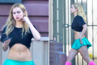 Addison Rae Shows Off Belly Button Piercing in Tiny Crop Top, Skirt