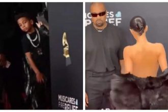 Child's SHOCKED reaction to Kanye West's wife Bianca Censori’s revealing Grammy look goes viral; Netizens call for arrest over 'indecent exposure' |