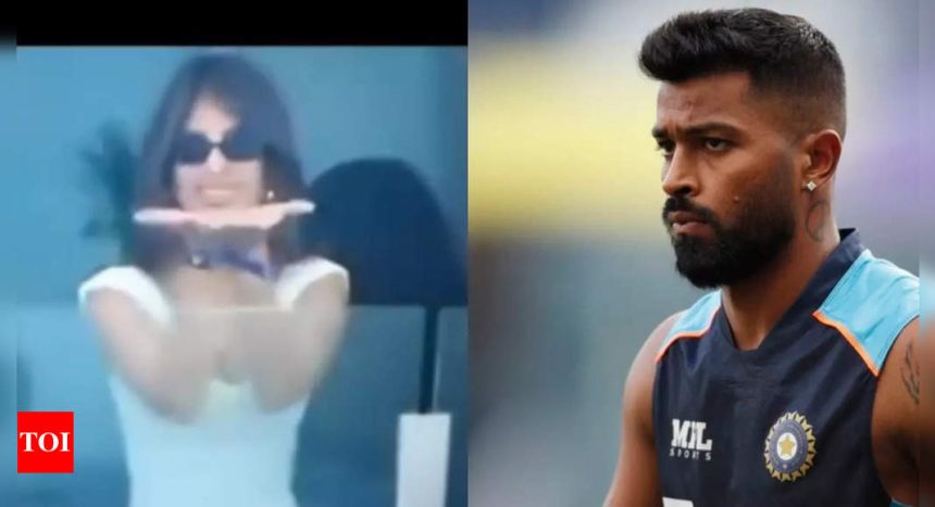 Hardik Pandya's rumoured girlfriend Jasmin Walia blows kisses from the stands during India Vs Pakistan match - WATCH VIDEO