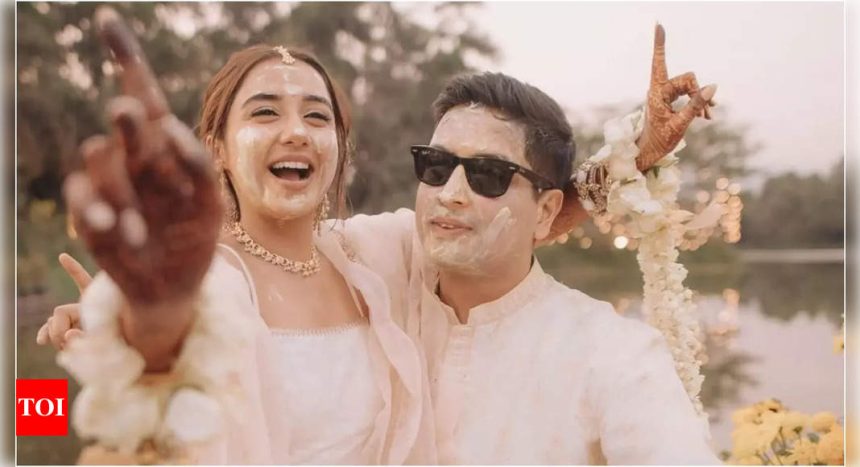 Prajakta Koli and Vrishank Khanal shine in white at their haldi ceremony, share stunning pictures