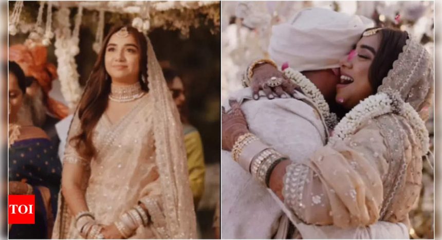 Prajakta Koli’s dreamy bridal entry steals hearts, shares passionate kiss with Vrishank Khanal in new wedding video