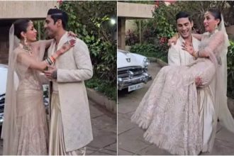 Prateik Babbar and Priya Banerjee make their first official appearance as husband and wife, newlyweds share a passionate kiss for paparazzi