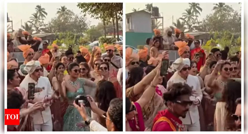 Priyanka Chopra dances to 'Desi Girl' with Nick Jonas at brother Siddharth’s wedding - Video | Hindi Movie News