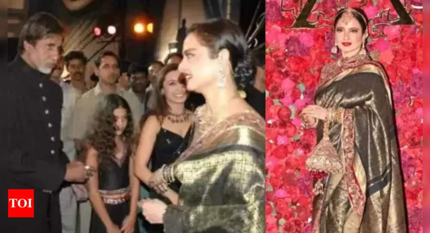 Rekha repeats her saree which she wore for Amitabh Bachchan starrer 'Black' premiere 20 years ago, for Aadar Jain's wedding - PICS inside | Hindi Movie News