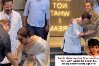 Rekha touches Rajkumar Santoshi's feet, hugs Ira Khan; Aamir Khan seeks Dharmendra's blessings at Loveyapa screening | Hindi Movie News