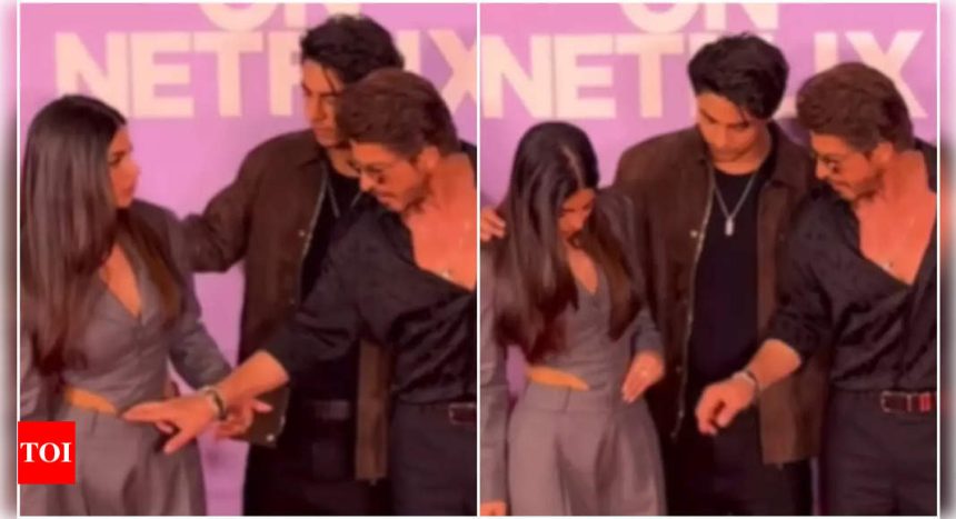 Shah Rukh Khan sweetly fixes daughter Suhana Khan's dress at event, showcases their heartwarming bond | Hindi Movie News