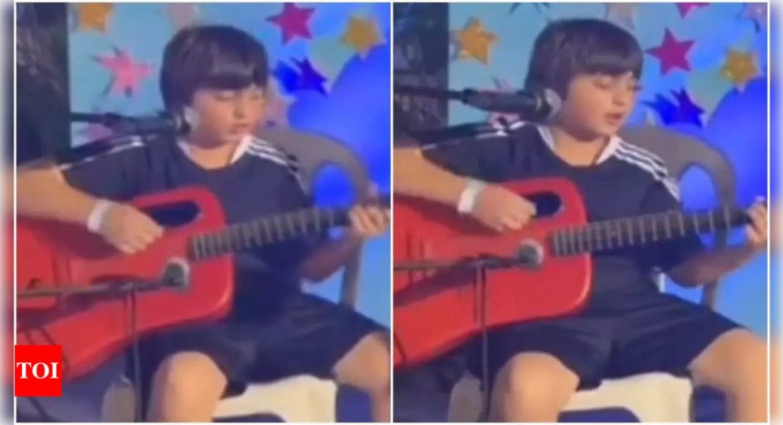 Shah Rukh Khan's son AbRam Khan steals hearts as he sings and plays Lady Gaga and Bruno Mars' 'Die With A Smile' on guitar: Watch video | Hindi Movie News