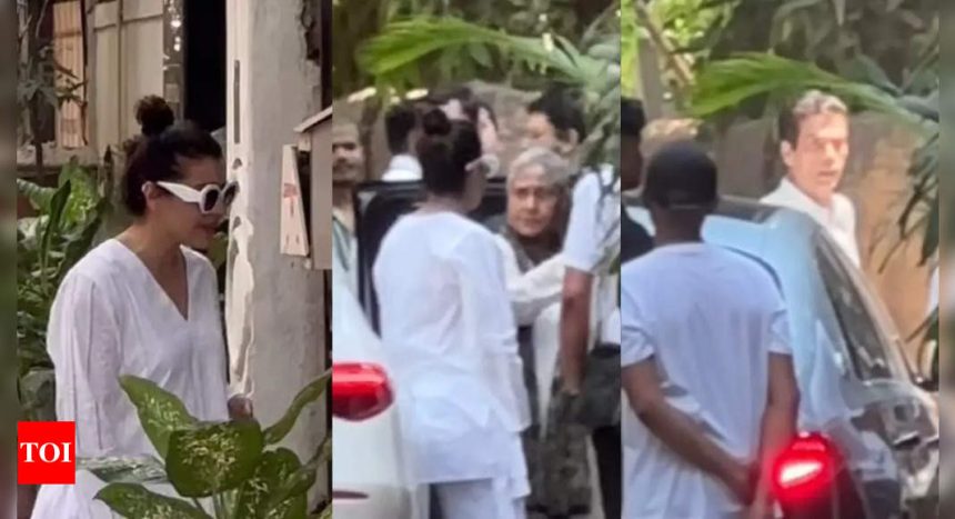 Kajol, Jaya Bachchan, Karan Johar, Shweta Bachchan, and others arrive at Ayan Mukerji’s home to pay their last respects to Deb Mukherjee | Hindi Movie News